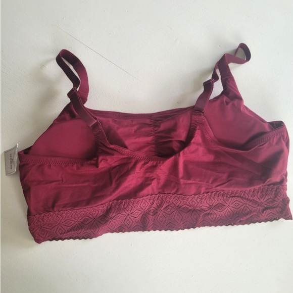 NWT Auden Light Support Padded Bra Adj Straps. Lace Pull Over. Burgundy XXL - Picture 2 of 10